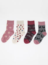 Load image into Gallery viewer, Thought Kitty Bamboo Organic Cotton Blend 4 Pack Baby Socks Gift Box