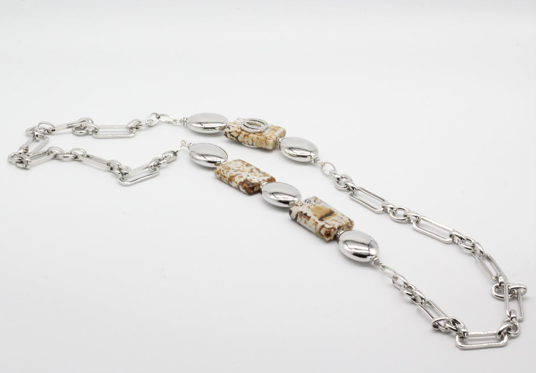 Nour London Rectangular Natural Stone Necklace