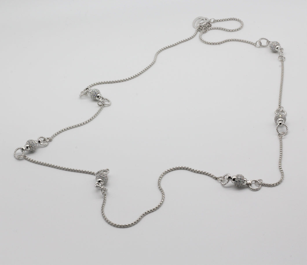 Nour London Clear Crystal Long Necklace