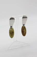 Load image into Gallery viewer, Nour London Green Oval Drop Resin Earrings
