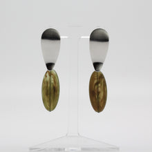 Load image into Gallery viewer, Nour London Green Oval Drop Resin Earrings
