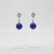 Load image into Gallery viewer, Nour London Blue Drop Silver Earrings

