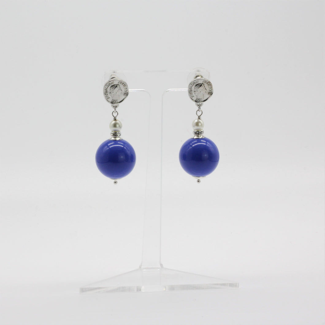 Nour London Blue Drop Silver Earrings