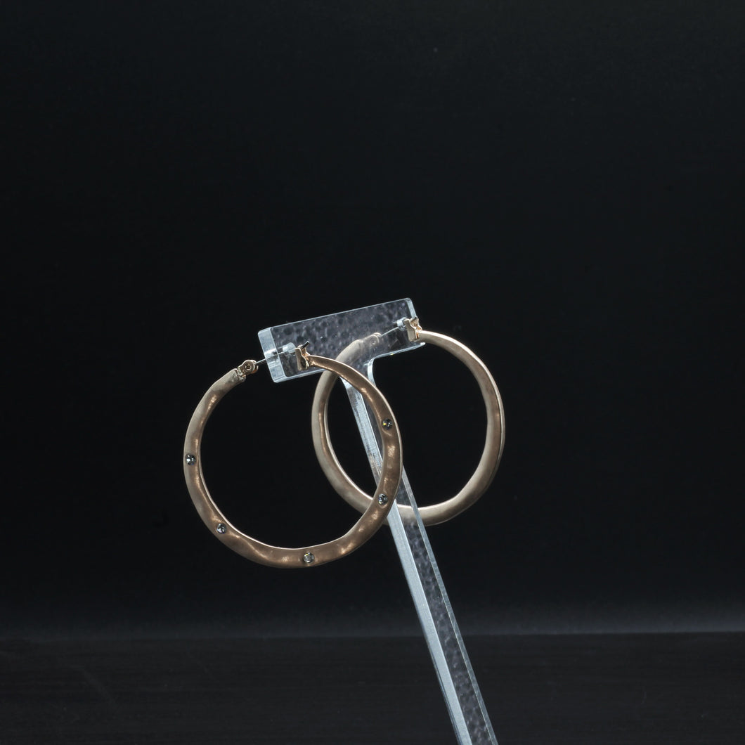 Tempest Designs Worn Rose Gold Hoop w/ Crystals Earrings