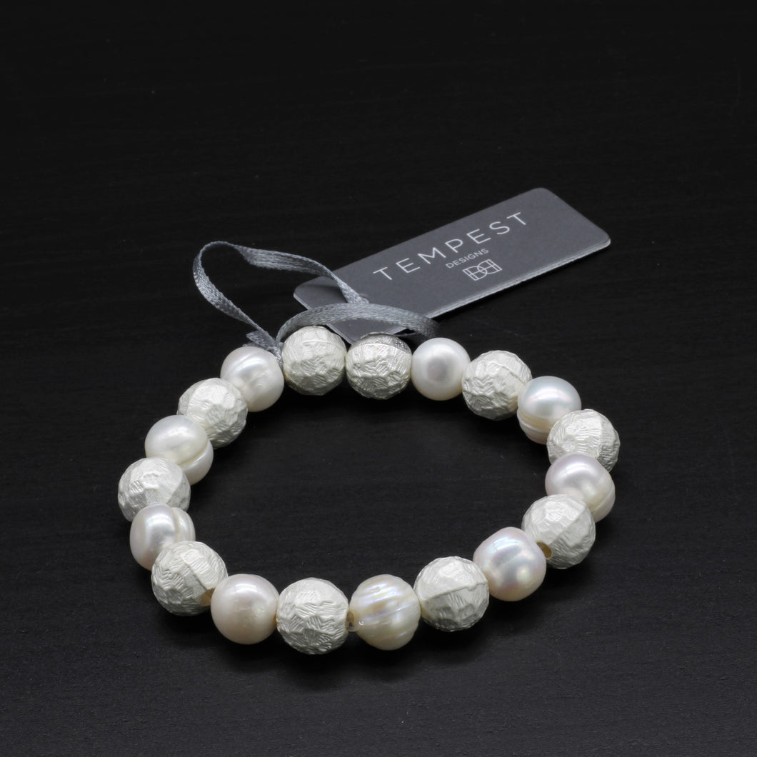 Tempest Designs Simple Round Bead & Real Pearl Bracelet