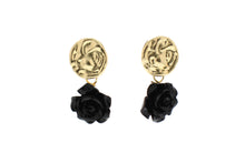 Load image into Gallery viewer, Nour London Black Rose Drop Earrings
