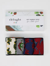 Load image into Gallery viewer, Thought Extinct Bamboo Organic Cotton Blend 4 Pack Baby Socks Gift Box
